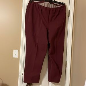 3x burgundy pull on elastic waist pants by denim and company. Front pockets
